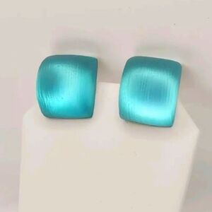 Alexis Bittar Lucite Teal Blue Clip on Earrings
